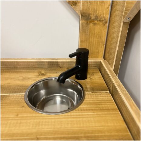 Steigerhouten speelkeuken 15 hoekmodel met wasbak