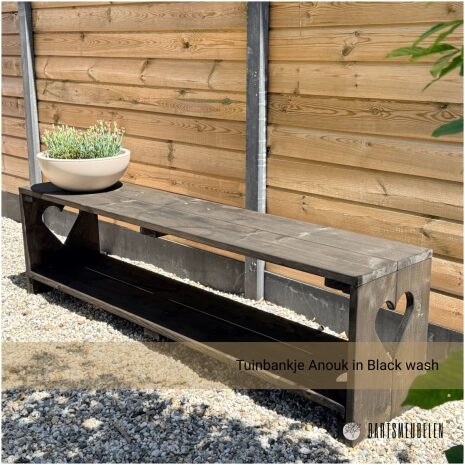 Tuinbankje Anouk in old look steigerhout met black wash