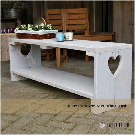 Tuinbankje Anouk in white wash