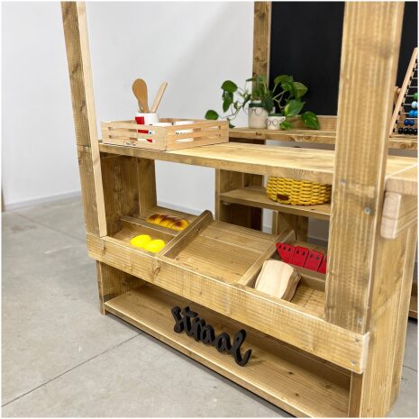 Steigerhouten kinderkraam XL details vakken