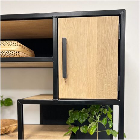 wankast Zev industrieel eiken en zwart staal