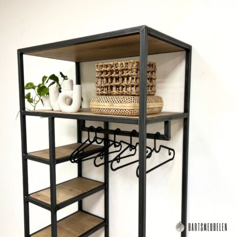 Garderobekast eikenhout en staal industrieel Elin