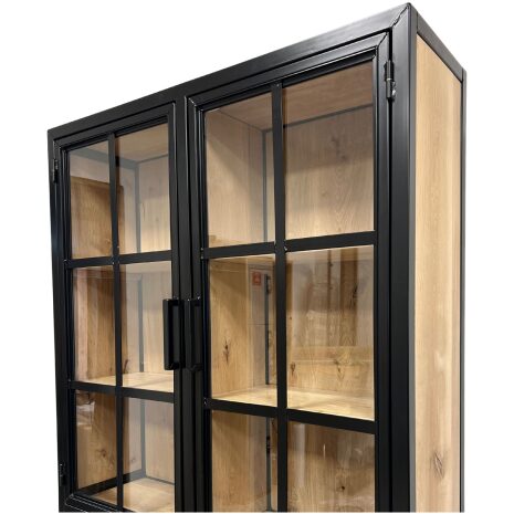 Vitrinekast staal en eikenhout Maya