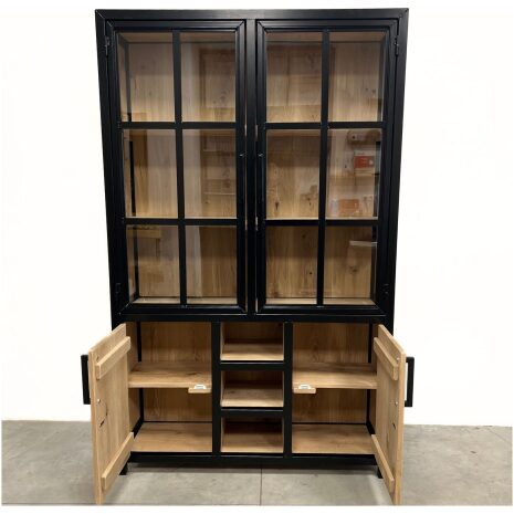 eiken Vitrinekast industrieel Maya