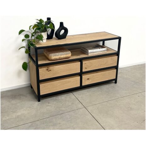 eiken en staal Kastje laag met lades