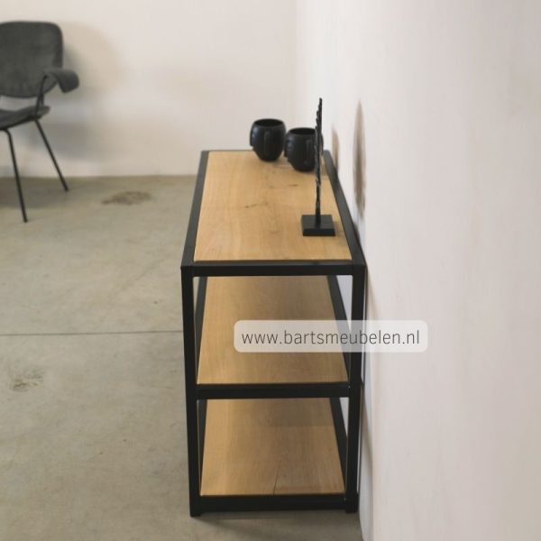 side table industrieel open met legplanken