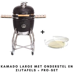 kamado large met onderstel en zijtafels + pro set