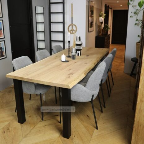 tafel boomstamblad + 4 stalen poten