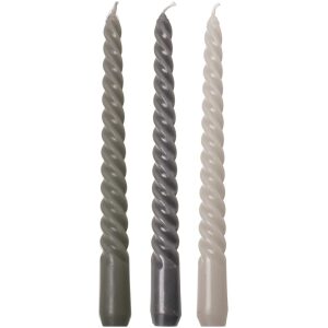 Gusta Dinerkaarsen set van 3 stuks grijs