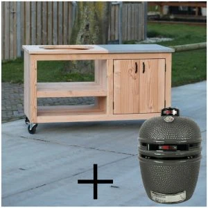 Kamado tafel douglas 150×70 + large kamado Grill Guru