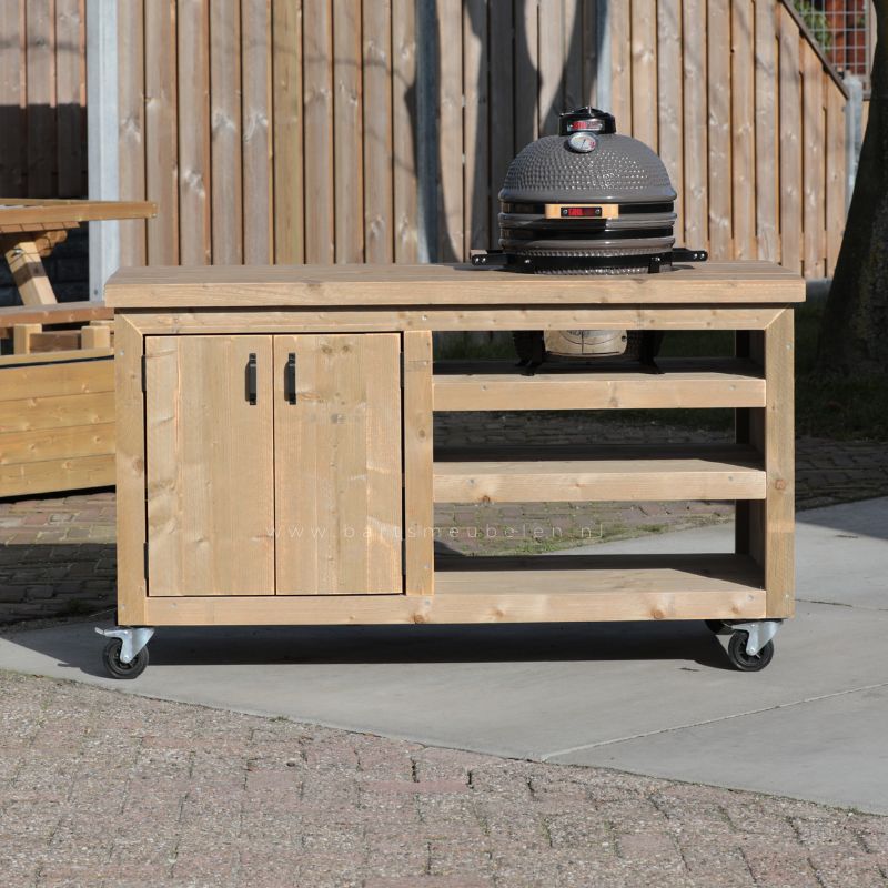 Vermelden Uitrusting kleinhandel Steigerhout buitenkeuken Jort 150x70cm voor compact kamado