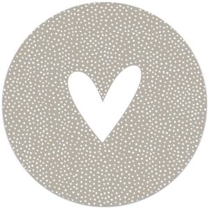 Muurcirkel beige hart met dots patroon