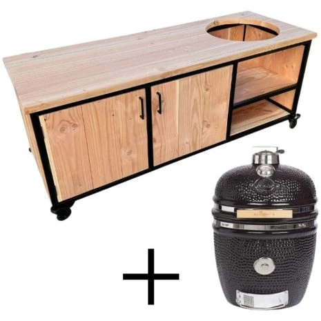 Stalen bbq tafel douglas + large kamado yakiniku