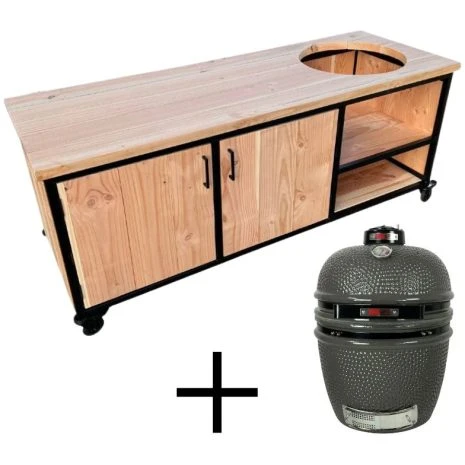 Stalen bbq tafel douglas + medium kamado grillguru