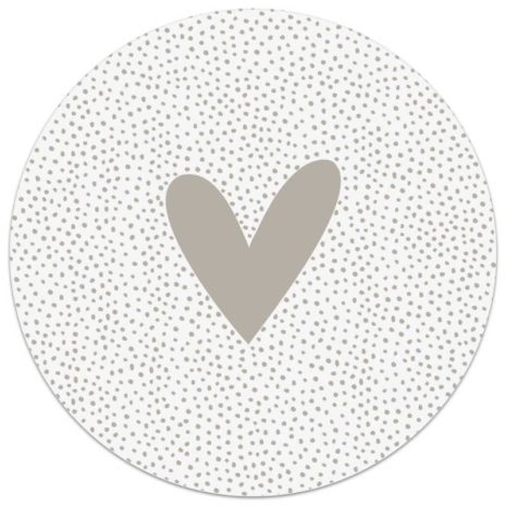 Tuincirkel wit met beige hart en dots patroon ⌀20cm