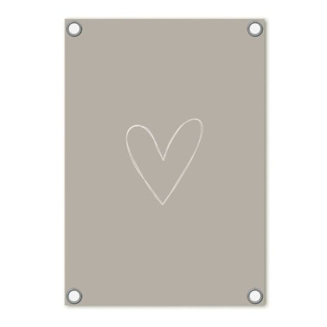 Tuinposter beige met hartje