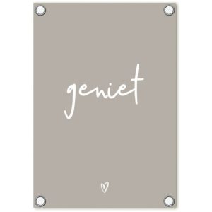 Tuinposter beige met tekst: Geniet | Zoedt