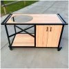 Buitenkeuken op wielen eucalyptus hout