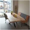 Eiken boomstam tafel 6cm dik met stalen matrix onderstel rond - 210x100x78cm