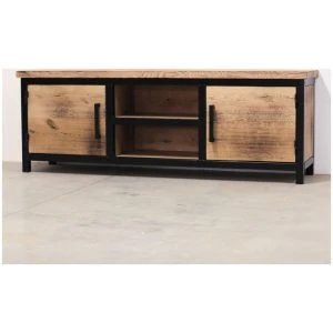 Industrieel tv meubel Brooklyn - burned oak - stalen frame