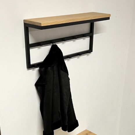 Industriele kapstok - dubbele rij 80cm lang eik en staal