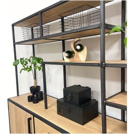 Wandkast industrieel eikenhout met stalen frame Zeeland