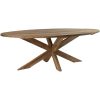houten Eettafel tuin ovaal met kruispoot - 240x110x76 - Naturel - Oud teakhout