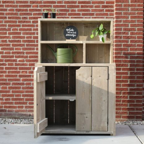 tuinkast belle van steigerhout met open deur