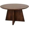 Ronde salontafel met kruispoot mat bruin - 80x80x45 - Mangohout