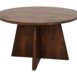 afbeelding Ronde salontafel met kruispoot mat bruin - 80x80x45 - Mangohout