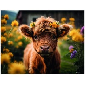 Tuinposter - cute baby schotse hooglander