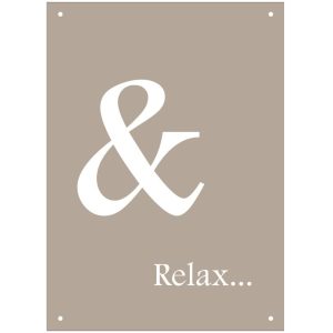 Beige tuinposter met de tekst: & relax | 50x70cm