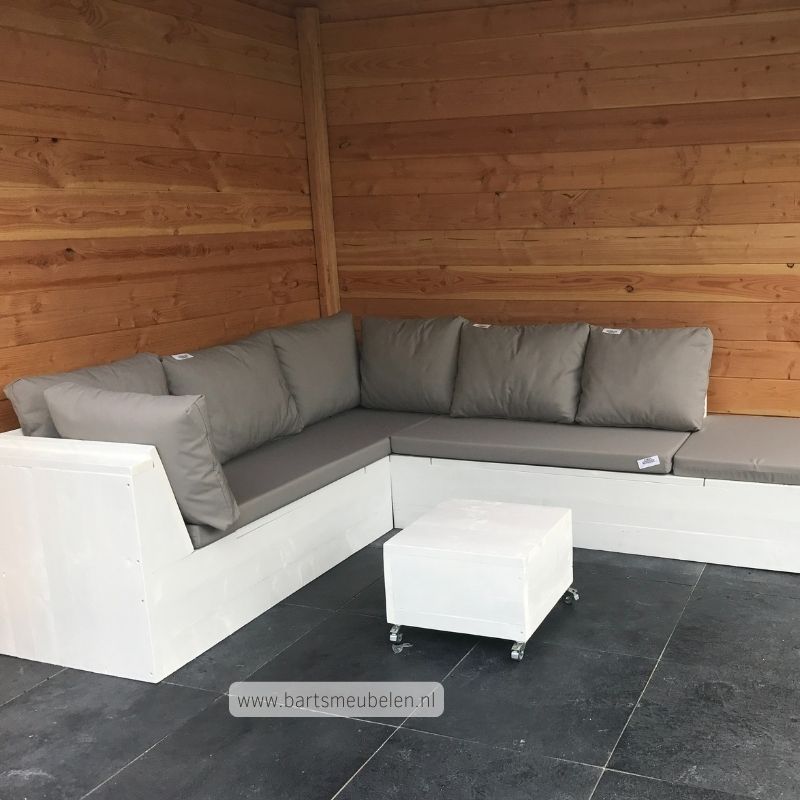 loungeset tuin dekkend wit met kussens