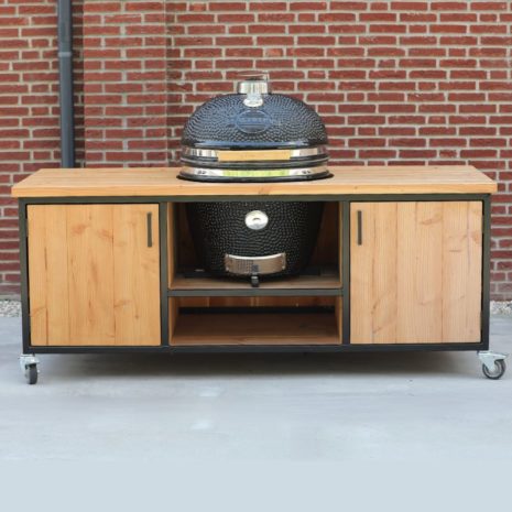 buitenkeuken industrieel extra diep + Zwarte Yakiniku XL Kamado