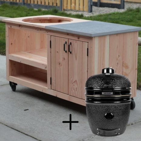 kamado tafel 150x70 + yakiniku large kamado black-edition