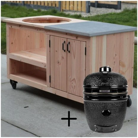 kamado tafel 150x70 + yakiniku large kamado black-edition