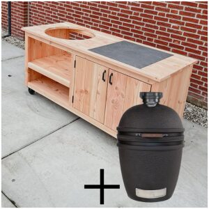 Kamado tafel met tegel douglas 180cm the bastard urban large solo