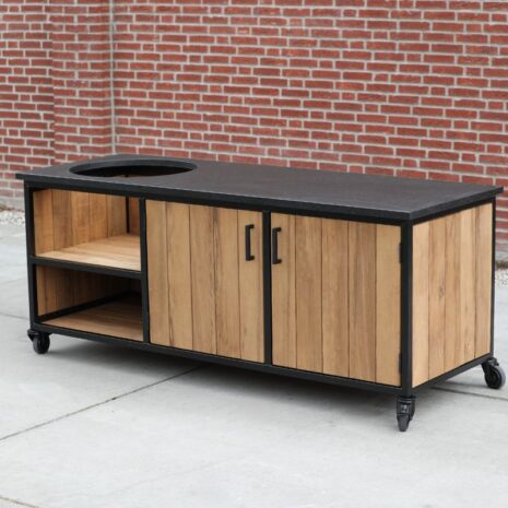 zwart granieten blad buitenkeuken Fraké hout