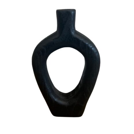 Donut Vaas Zwart Hout Large
