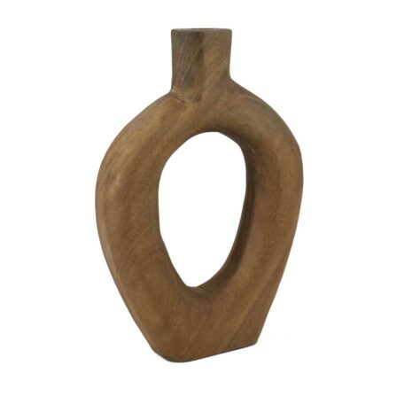 Houten Donut droogbloemen Vaas