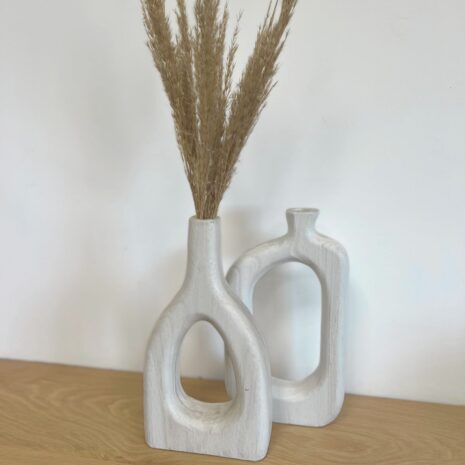 Houten donut vaas Wit 1 Houten donut vaas Wit 1