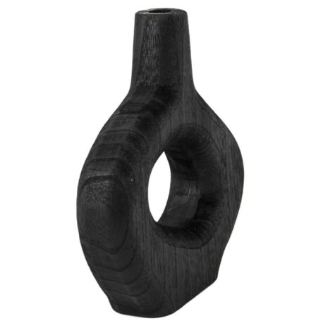 Medium Houten Donut Vaas Zwart