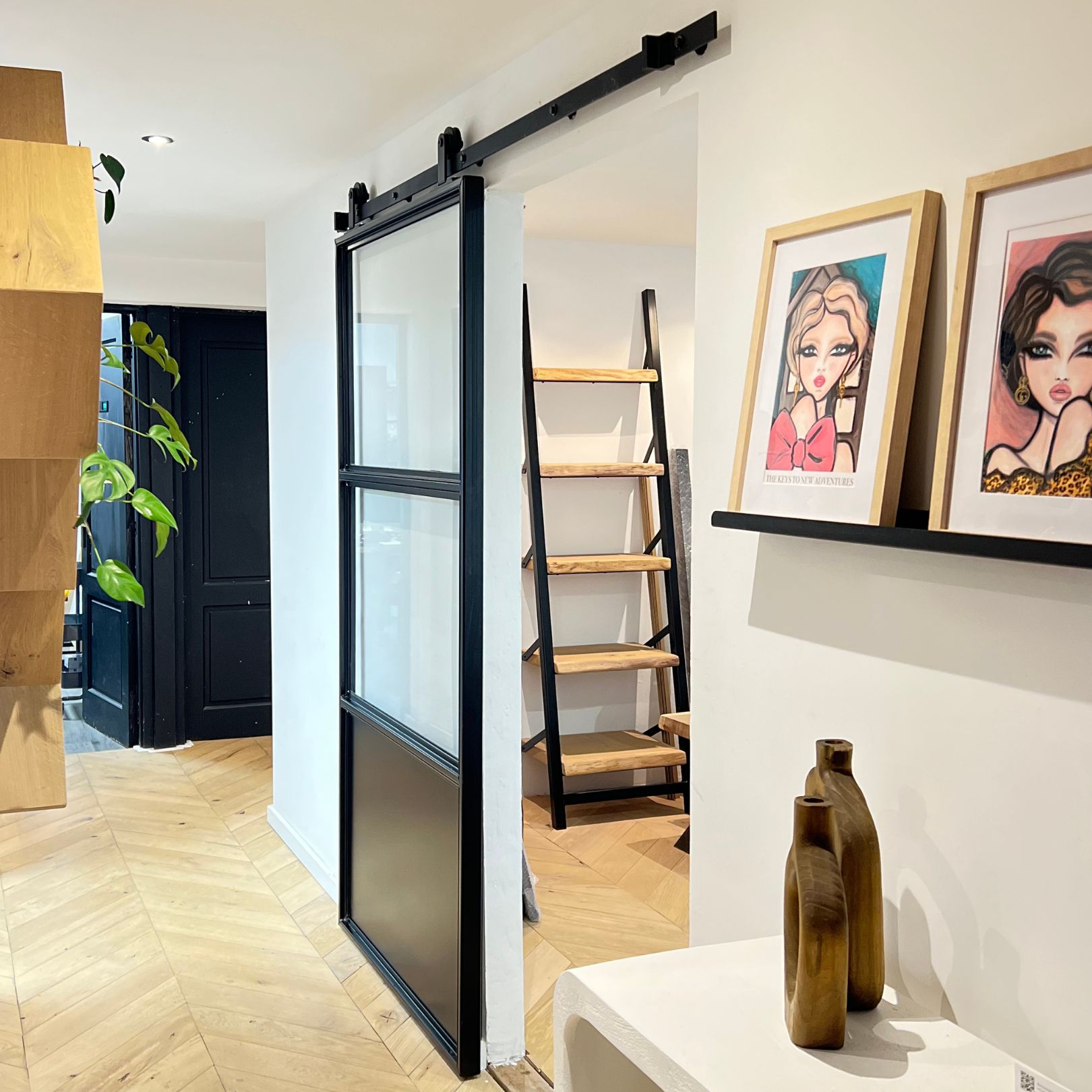 Loftdeur van staal en glas