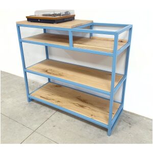 Retro Platenspeler kast pastel blauw