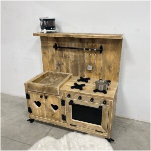 Steigerhouten buitenspeelkeuken 3 voorraadmodel