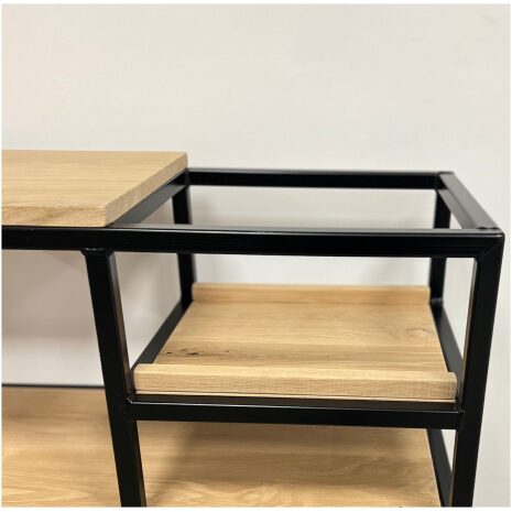 platenspeler meubel met stalen frame van eikenhout