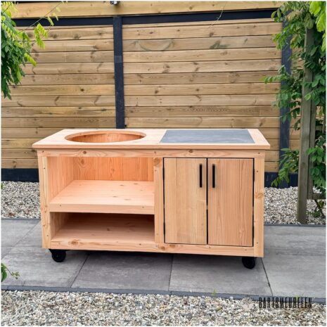 Buitenkeuken opbergkast met tegel 150 cm douglas hout