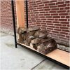 Douglas hout haardhout berging met stalen frame zwart Douglas hout haardhout berging met stalen frame zwart