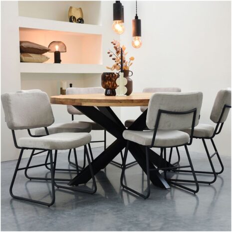 Label51 Eetkamerstoel Noah Naturel Ribcord – Voorraadmodel voorbeeld