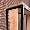 opslag haardhout met stalen frame van Douglas opslag haardhout met stalen frame van Douglas